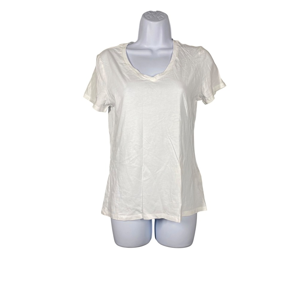 Quince T-Shirt Women S White Excellent Short Sleeve Cotton Modal V-Neck Tee